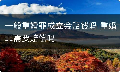 一般重婚罪成立会赔钱吗 重婚罪需要赔偿吗
