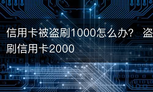 信用卡被盗刷1000怎么办？ 盗刷信用卡2000