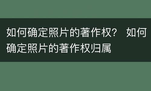 如何确定照片的著作权？ 如何确定照片的著作权归属