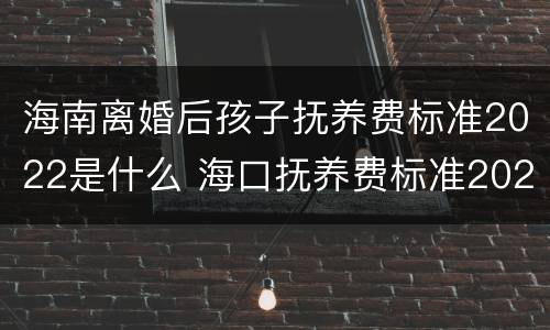 海南离婚后孩子抚养费标准2022是什么 海口抚养费标准2020