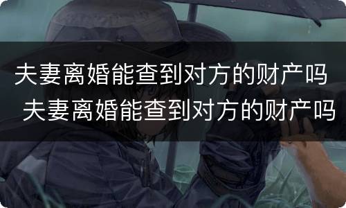 夫妻离婚能查到对方的财产吗 夫妻离婚能查到对方的财产吗怎么查