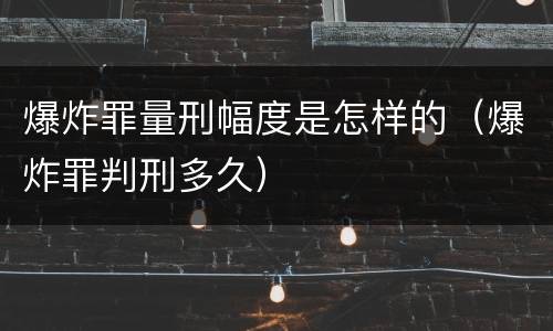 爆炸罪量刑幅度是怎样的（爆炸罪判刑多久）