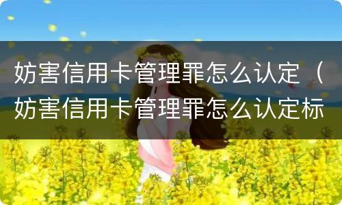 妨害信用卡管理罪怎么认定（妨害信用卡管理罪怎么认定标准）
