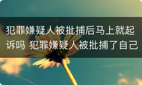 犯罪嫌疑人被批捕后马上就起诉吗 犯罪嫌疑人被批捕了自己知道吗