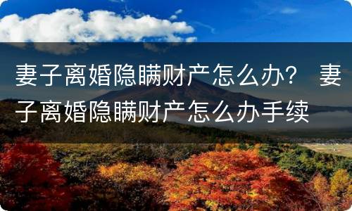 妻子离婚隐瞒财产怎么办？ 妻子离婚隐瞒财产怎么办手续