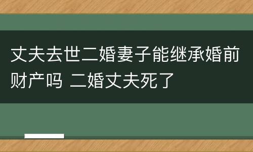 丈夫去世二婚妻子能继承婚前财产吗 二婚丈夫死了