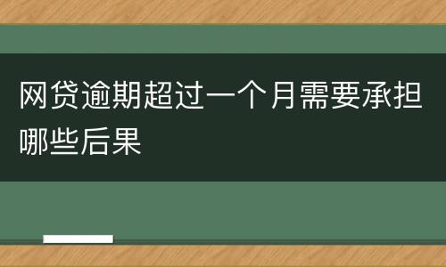 网贷逾期超过一个月需要承担哪些后果