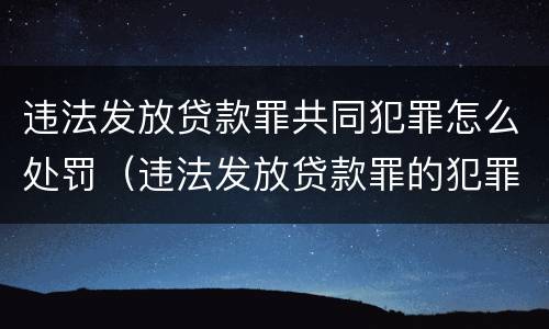 违法发放贷款罪共同犯罪怎么处罚（违法发放贷款罪的犯罪构成）