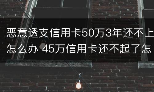 恶意透支信用卡50万3年还不上怎么办 45万信用卡还不起了怎么办