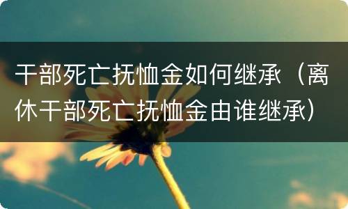 干部死亡抚恤金如何继承（离休干部死亡抚恤金由谁继承）