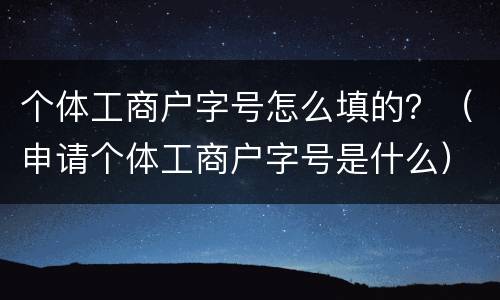 个体工商户字号怎么填的？（申请个体工商户字号是什么）