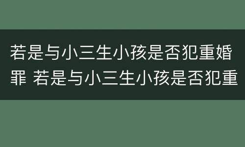 若是与小三生小孩是否犯重婚罪 若是与小三生小孩是否犯重婚罪怎么办