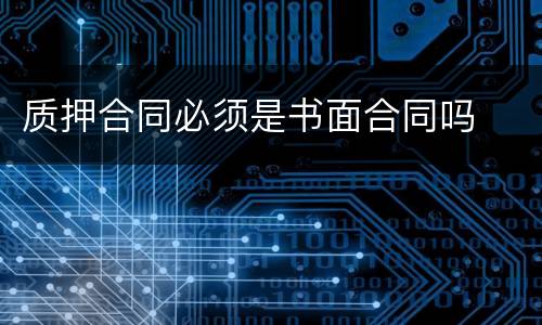 质押合同必须是书面合同吗