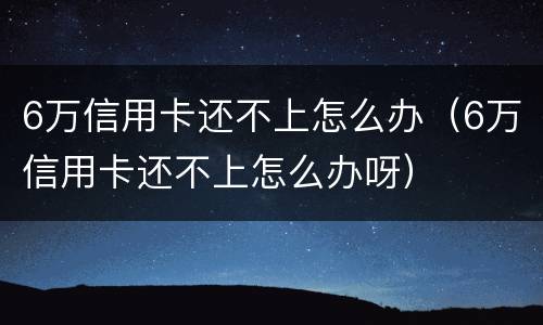 6万信用卡还不上怎么办（6万信用卡还不上怎么办呀）
