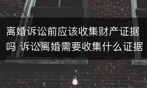 离婚诉讼前应该收集财产证据吗 诉讼离婚需要收集什么证据