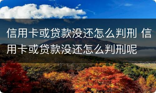 信用卡或贷款没还怎么判刑 信用卡或贷款没还怎么判刑呢