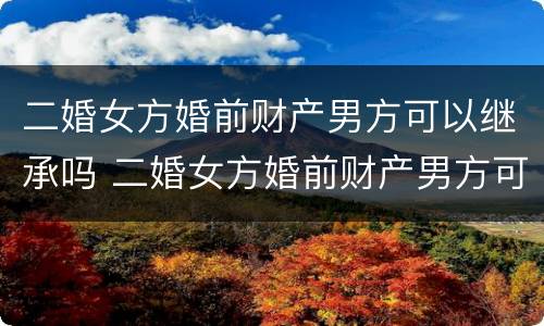 二婚女方婚前财产男方可以继承吗 二婚女方婚前财产男方可以继承吗视频