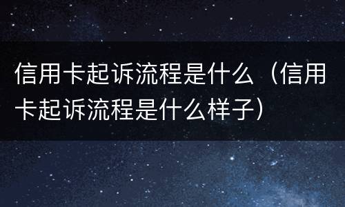 信用卡起诉流程是什么（信用卡起诉流程是什么样子）
