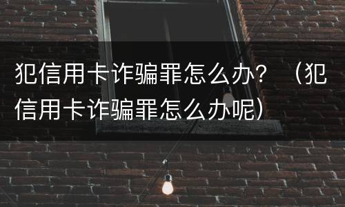 犯信用卡诈骗罪怎么办？（犯信用卡诈骗罪怎么办呢）