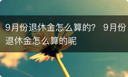 9月份退休金怎么算的？ 9月份退休金怎么算的呢