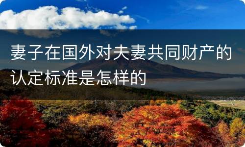 妻子在国外对夫妻共同财产的认定标准是怎样的
