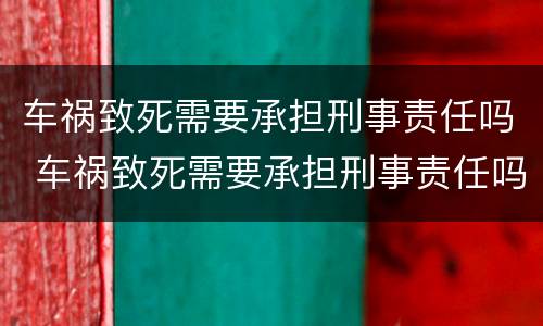 车祸致死需要承担刑事责任吗 车祸致死需要承担刑事责任吗法律