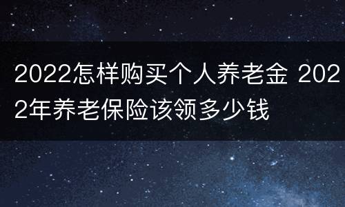 2022怎样购买个人养老金 2022年养老保险该领多少钱