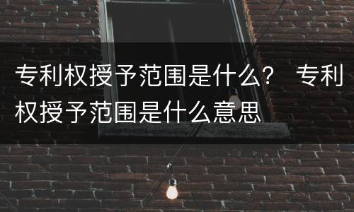 专利权授予范围是什么？ 专利权授予范围是什么意思