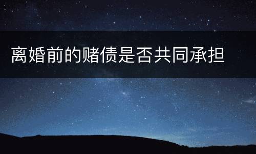 离婚前的赌债是否共同承担