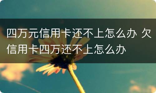 四万元信用卡还不上怎么办 欠信用卡四万还不上怎么办
