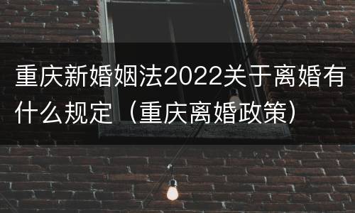 重庆新婚姻法2022关于离婚有什么规定（重庆离婚政策）