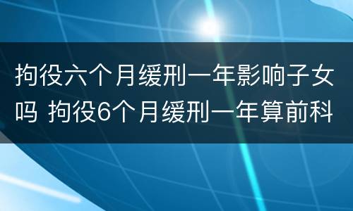 拘役六个月缓刑一年影响子女吗 拘役6个月缓刑一年算前科吗