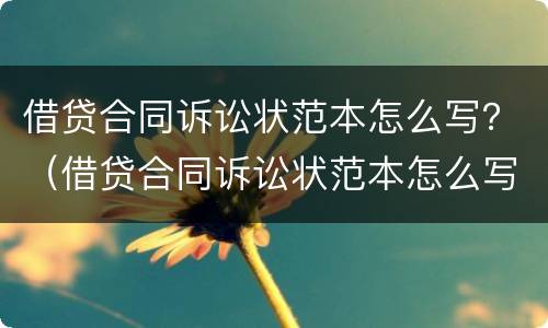 借贷合同诉讼状范本怎么写？（借贷合同诉讼状范本怎么写图片）