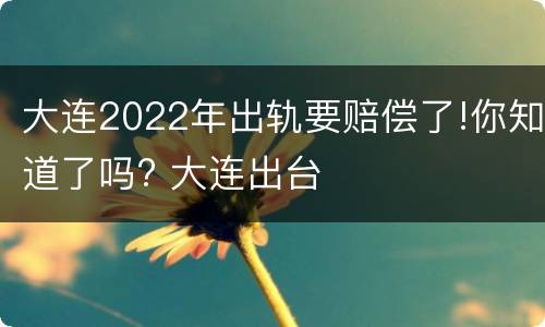大连2022年出轨要赔偿了!你知道了吗? 大连出台