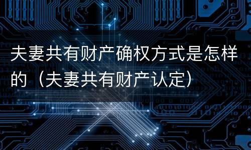 夫妻共有财产确权方式是怎样的（夫妻共有财产认定）