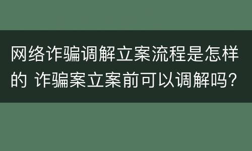 网络诈骗调解立案流程是怎样的 诈骗案立案前可以调解吗?