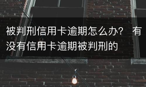 被判刑信用卡逾期怎么办？ 有没有信用卡逾期被判刑的