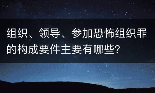 组织、领导、参加恐怖组织罪的构成要件主要有哪些？