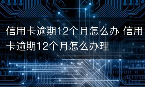 信用卡逾期12个月怎么办 信用卡逾期12个月怎么办理