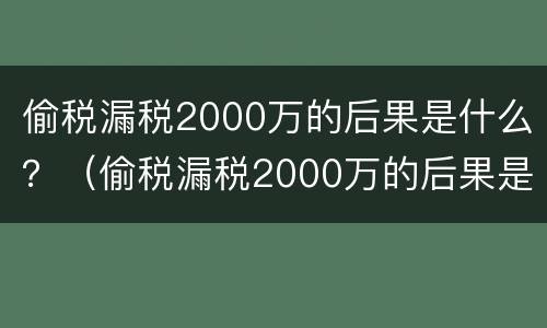 偷税漏税2000万的后果是什么？（偷税漏税2000万的后果是什么呢）