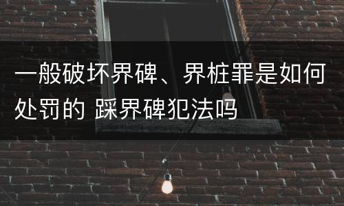 一般破坏界碑、界桩罪是如何处罚的 踩界碑犯法吗