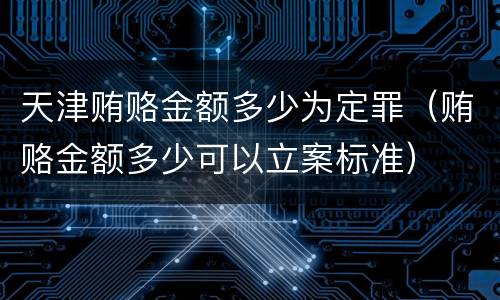 天津贿赂金额多少为定罪（贿赂金额多少可以立案标准）
