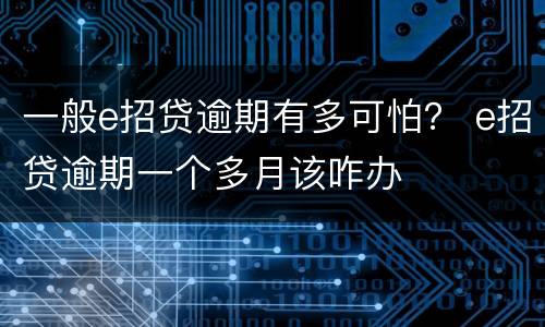 一般e招贷逾期有多可怕？ e招贷逾期一个多月该咋办