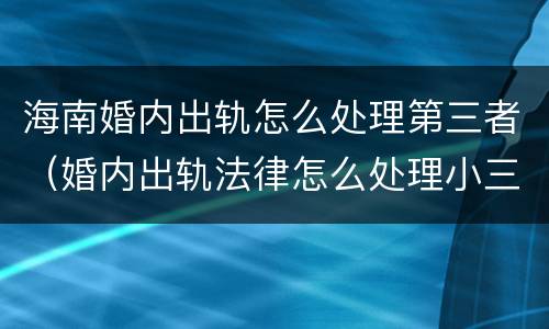 海南婚内出轨怎么处理第三者（婚内出轨法律怎么处理小三民法典）
