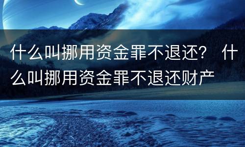 什么叫挪用资金罪不退还？ 什么叫挪用资金罪不退还财产