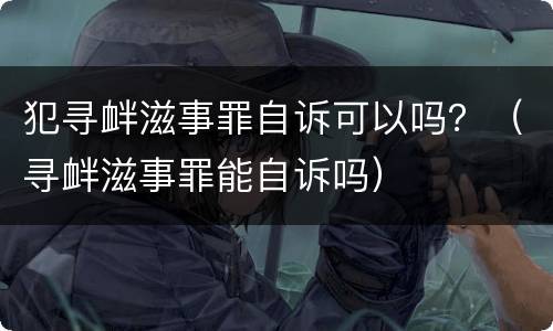 犯寻衅滋事罪自诉可以吗？（寻衅滋事罪能自诉吗）