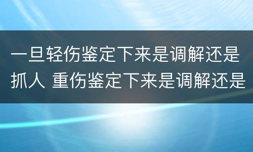 一旦轻伤鉴定下来是调解还是抓人 重伤鉴定下来是调解还是抓人