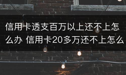 信用卡透支百万以上还不上怎么办 信用卡20多万还不上怎么办
