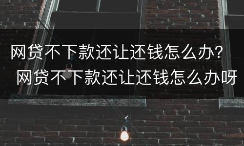网贷不下款还让还钱怎么办？ 网贷不下款还让还钱怎么办呀