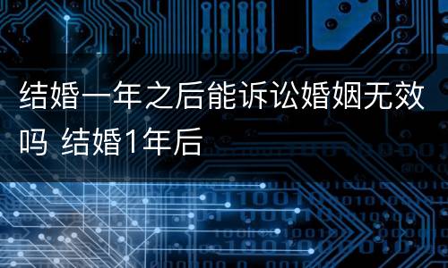 结婚一年之后能诉讼婚姻无效吗 结婚1年后